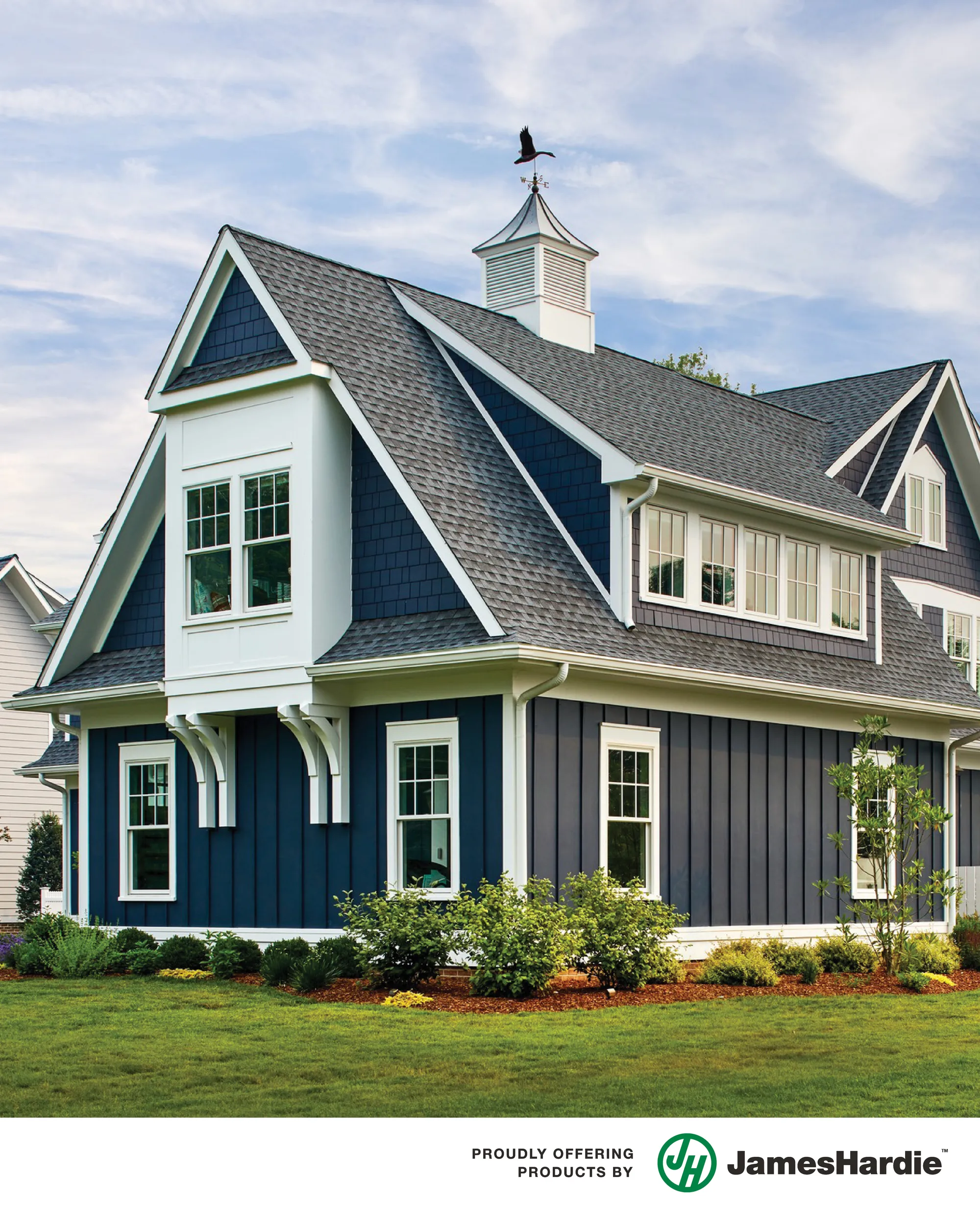 Home with James Hardie fiber cement siding — proudly offering James Hardie products